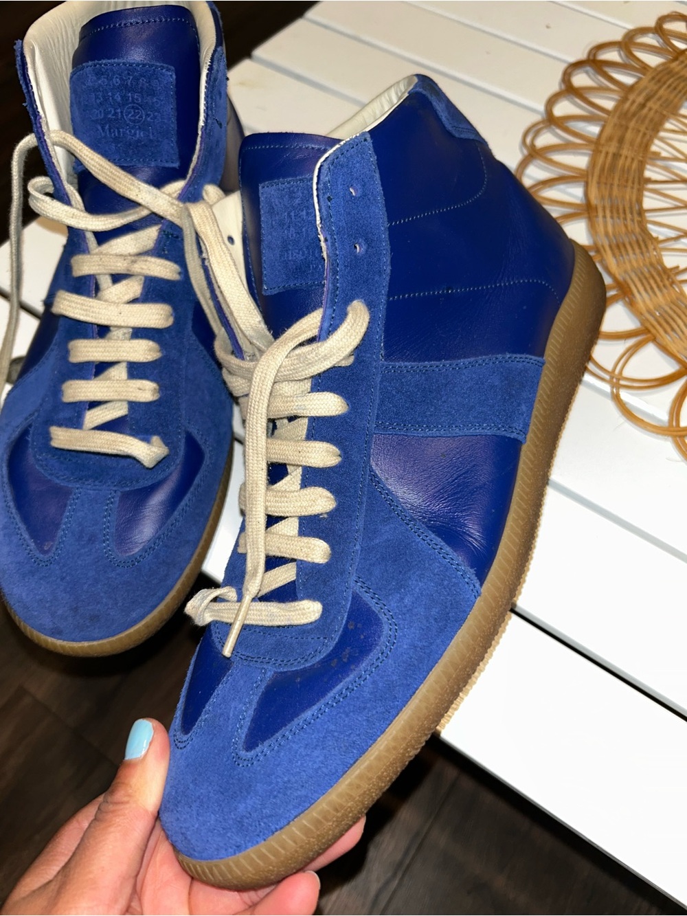 Maison Martin Margiela Royal Blue Suede & Leather High-Tops